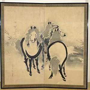 Horses, Japanese, Edo period, c. 18th century (ink on paper) (one of a pair