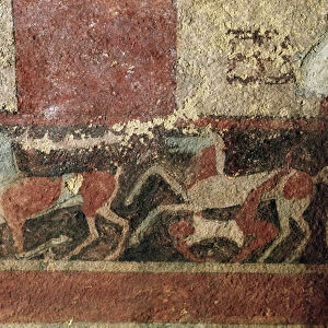 Horses and rider. (Detail of fresco, 510 BC)