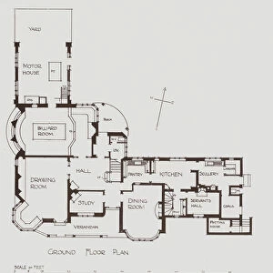 House at Highdown Wood, Hambledon, Ground Floor Plan (litho)
