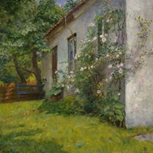 House with rose bush, Sando, 1927 (oil on canvas)