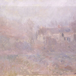 Houses at Falaise in the Fog, 1885 (oil on canvas)