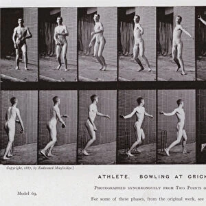 The Human Figure in Motion: Athlete, bowling at cricket (b / w photo)