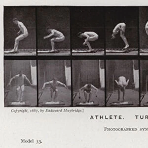 The Human Figure in Motion: Athlete, turning a back somersault (b / w photo)