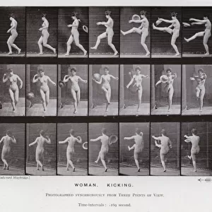 The Human Figure in Motion: Woman, Kicking (b / w photo)