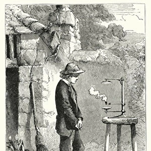 Humphry Davy experimenting on the laws of heat (engraving)