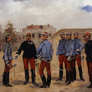 Hunters of Africa, 1880 - 1890, painting by Bligny