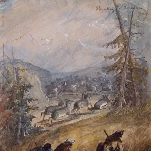 Hunting the Mountain Sheep, c. 1837 (pencil, pen and ink, w / c and gouache on paper)