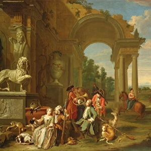 A Hunting party in classical ruins
