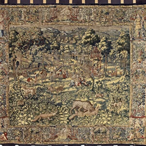 The hunting Tapestry of the manufactures of Brussels. 16th century Genes