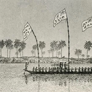 Iboe war canoe, 1832 (engraving)