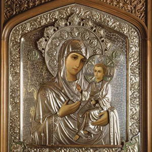 Icon of the Blessed Virgin and the Child Jesus, 1908 (oil on board and silver)