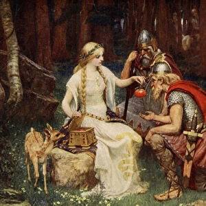 Idun and the Apples, illustration from Teutonic Myths and Legends by Donald A