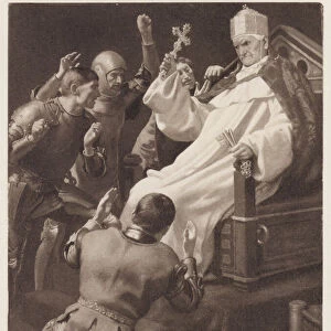 Il Pecorone: Day XIV, Novel I, Pope Boniface at Alagna (litho)