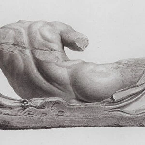 Ilissos, ancient Greek marble sculpture from the Parthenon, Athens (engraving)