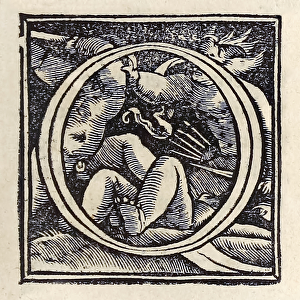 Illuminated "O"from the 1518 Basel third edition of Utopia