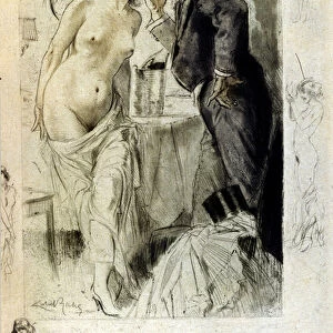 Illustration by Almery Lobel-Riche (Lobel Riche) (1880-1950) of 1926 for "Le journal d une femme de chambre"by Octave Mirbeau (1848 - 1917)