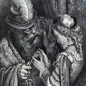 Illustration for Bluebeard by Charles Perrault (1628-1703) 1893 (engraving)