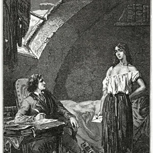 Illustration from Les Miserables, 19th Century (b / w engraving)