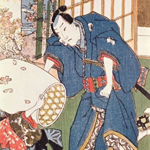 Illustration from The Tale of Genji (colour woodblock print)