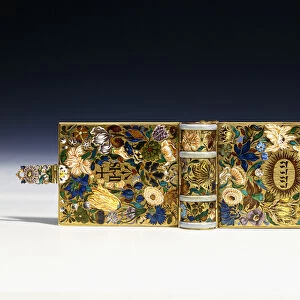 Image of a 17th century miniature manuscript in an enamelled gold binding, c
