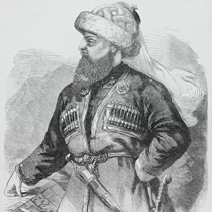Imam Shamil, ruler of Chechnya and Dagestan (engraving)