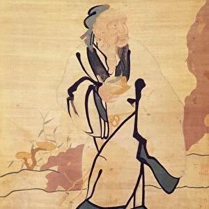 Detail of an immortal holding a peach (silk)