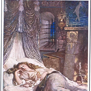 Imogens Bed Chamber (Cymbeline), 1920s (colour litho)