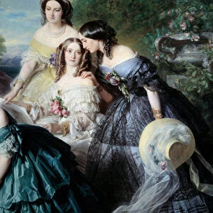 The Impress Eugenie (1826-1920) in 1855 surrounded the ladies of honor of the Detail