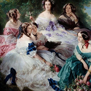 The Impress Eugenie (1826-1920) in 1855 surrounds the ladies of honor of the Detail