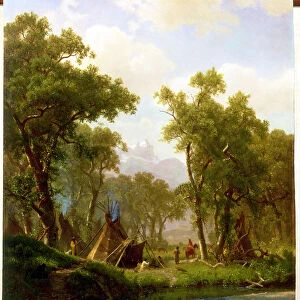 Indian Encampment, Shoshone Village, 1860 (oil on board)