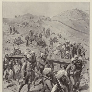 The Indian Frontier Rising, the Fight for the Sempagha Pass, bringing in the Dead (litho)