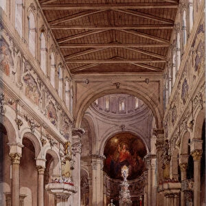 Interior of the Cathedral, Messina, 1839 (pencil & w / c on wove paper)