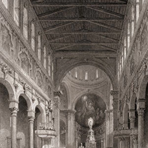 Interior of the Cathedral at Messina, Sicily, Italy (engraving)