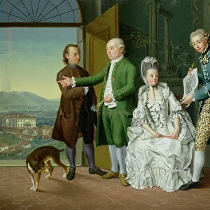 An Interior with Elegant Company (oil on panel)