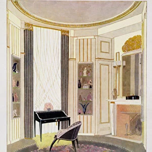 Interior with furniture designed by Ruhlmann, from a collection of prints published in 4