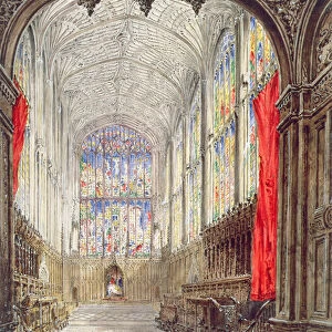 Interior of Kings College Chapel, 1843 (w / c and bodycolour over pencil on paper)
