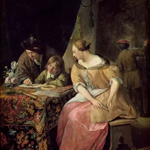 Interior with a Painter and his Family, c. 1670 (panel)