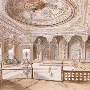 An Interior of a Palace at Uyne, (pencil and watercolour on paper)
