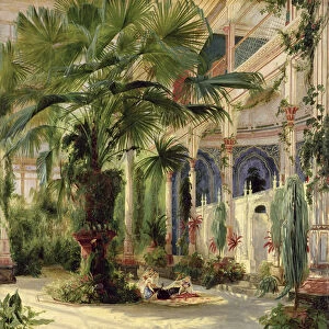 Interior of the Palm House at Potsdam, 1833 (paper on canvas)
