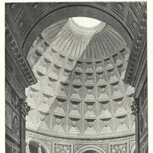 Interior of the Pantheon, Rome (litho)