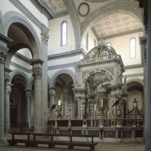 Interior view of the church of Santo Spirito, major altar by Giovanni Caccini (1599-1608) (Interior view of the church of Santo Spirito, the main altar by Giovanni Caccini, Florence) Italy