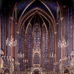 Interior view of the Sainte Chapelle of Paris: High Chapel, Architecture, 1245