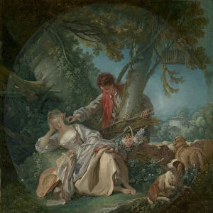 The Interrupted Sleep, 1750 (oil on canvas)