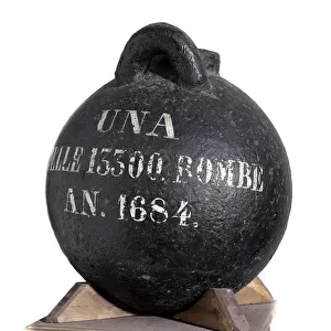 Iron mortar bomb, french manufacturing, 17th century