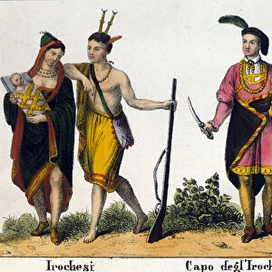 Iroquois Indians of the United States of America. Lithograph from the beginning of
