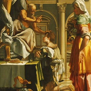 Isaac Blessing Jacob, (oil on panel)