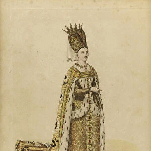 Isabeau de Baviere, Queen of France (Isabelle de Baviere, ou de Wittelsbach Ingolstadt, 1371-1435) - Gatine, Georges Jacques (1773-1831) - Late 18th cent. - Etching, watercolour - Private Collection