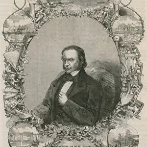 Isambard Kingdom Brunel surrounded by some of his achievements (engraving)
