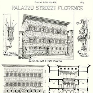 Italian Renaissance; Palazzo Strozzi, Florence (litho)