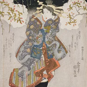 Iwai Kumesaburo II as a courtesan, c. 1830 (coloured woodblock print)